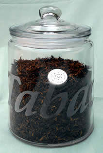 Glass Tobacco Jar etched "Tabac"