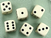 16 mm Spot Dice; Ivory colour, with black spots