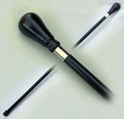 Black Knob Walking Stick, Chrome Collar, Black Saligna Wood Shaft