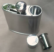 Hipflask with 2 Cups Inserted 60z/180ml, stainless steel Top view