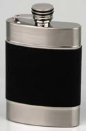Leather-covered Satin Stainless Steel Hipflask