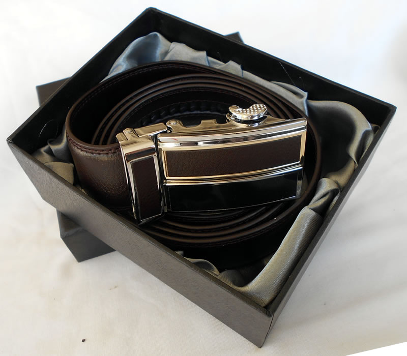 Brown leather belt with ratchet fitting